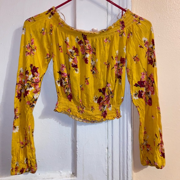 Zaful Tops - Yellow flower crop top